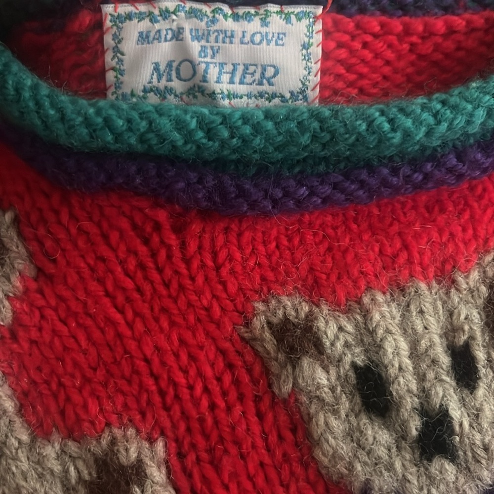 Made with Love by Mother Vintage Wool Teddy Bear Chunky Sweater size small - Picture 2 of 8